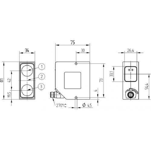 YT44MGV80 Reflexný lasérový snímač